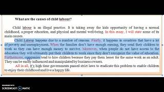 The causes of child labour فقرة على