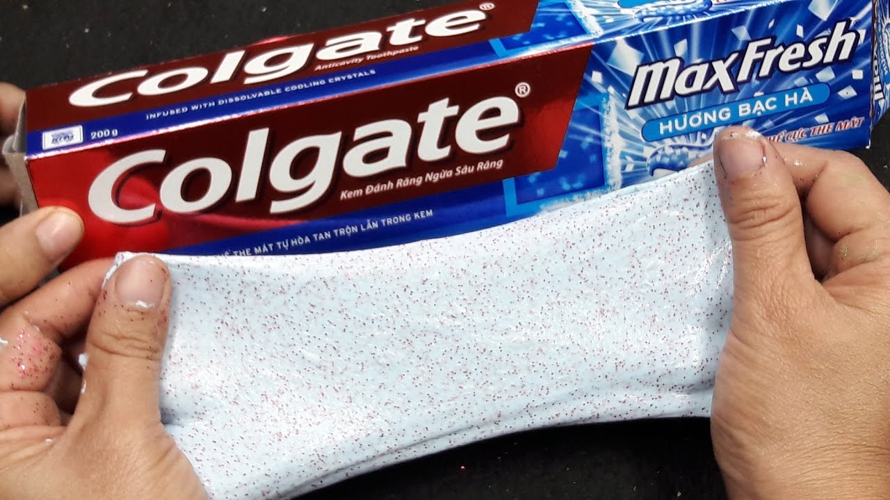 Diy Slime Colgate Toothpaste And Glue Without Borax Baking Soda Starch And Detergent