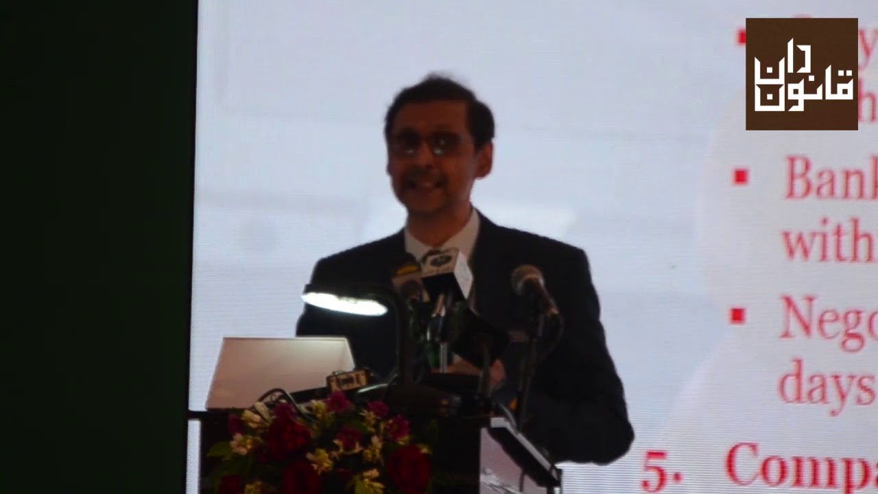 Justice Jawad Hassan speaking at closing of workshop for designated Commercial Courts Judges.