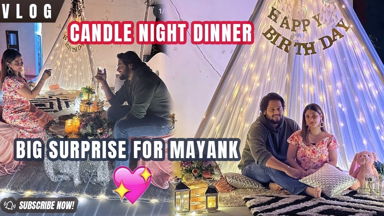 Romantic Surprise 😬 For mayank candle Night dinner on his birthday