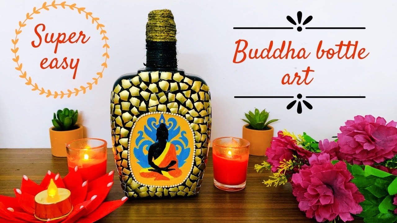 Bottle Art | Bottle art simple design | Bottle art design ideas | Buddha painting on bottle