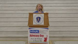 Hundreds of MNA Nurses Join Advocacy Day at the State House 5/8/2024 with Soccer Star Kristine Lilly