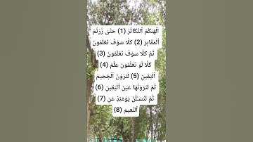 سورة التكاثر : أَلۡهَىٰكُمُ ٱلتَّكَاثُرُ.