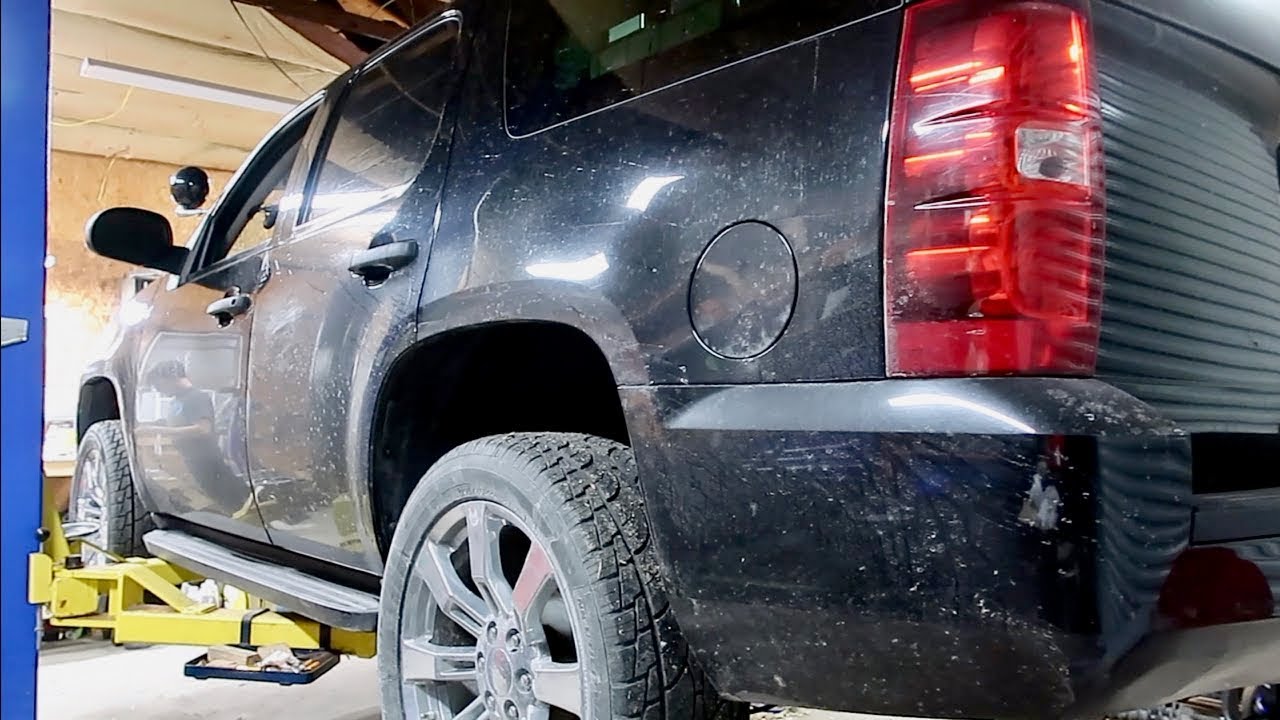 Chevy Tahoe Helper bag install, Competition Bass truck, bass at the end