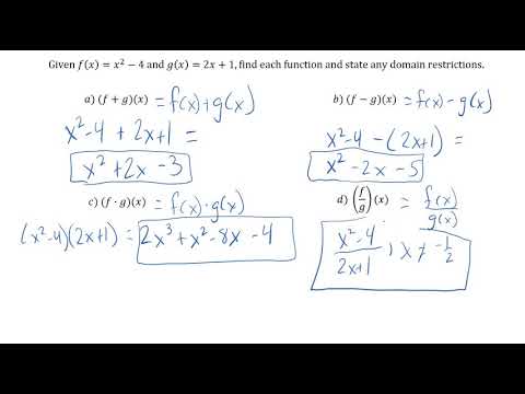 Algebra 2 Function Operations Review