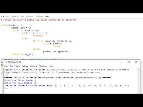 Python program to print all prime number in an interval - YouTube