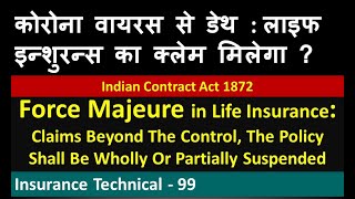 Death Due to Coronavirus Covered or Not - Force Majeure Clause in Life Insurance Policy