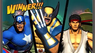 ULTIMATE MARVEL VS. CAPCOM 3 Ryu, Captain America, and Wolverine
