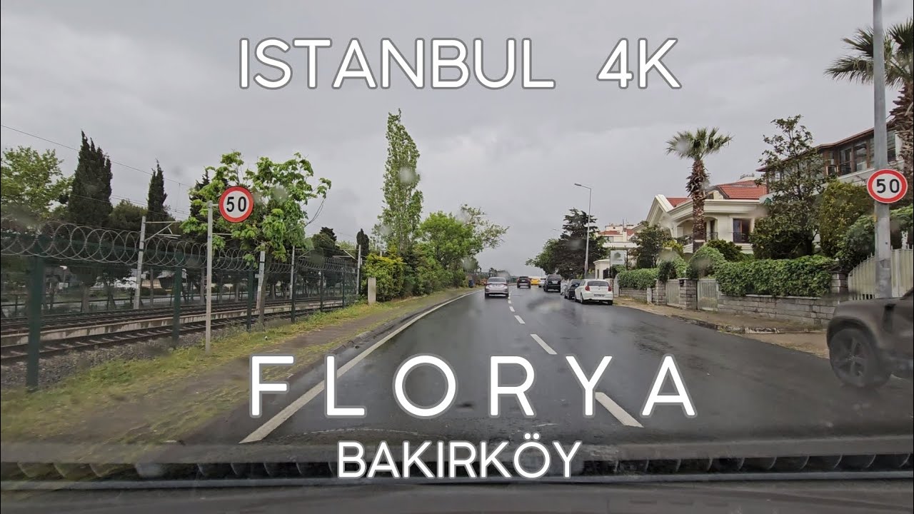 Istanbul 4K Drive in Florya Neighborhood in Bakırköy District City Sightseeing Wealthy Neighborhood