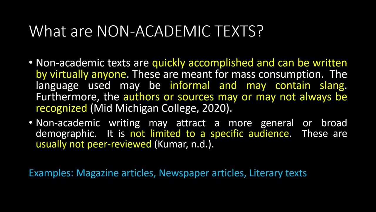 essay about academic text and non academic text