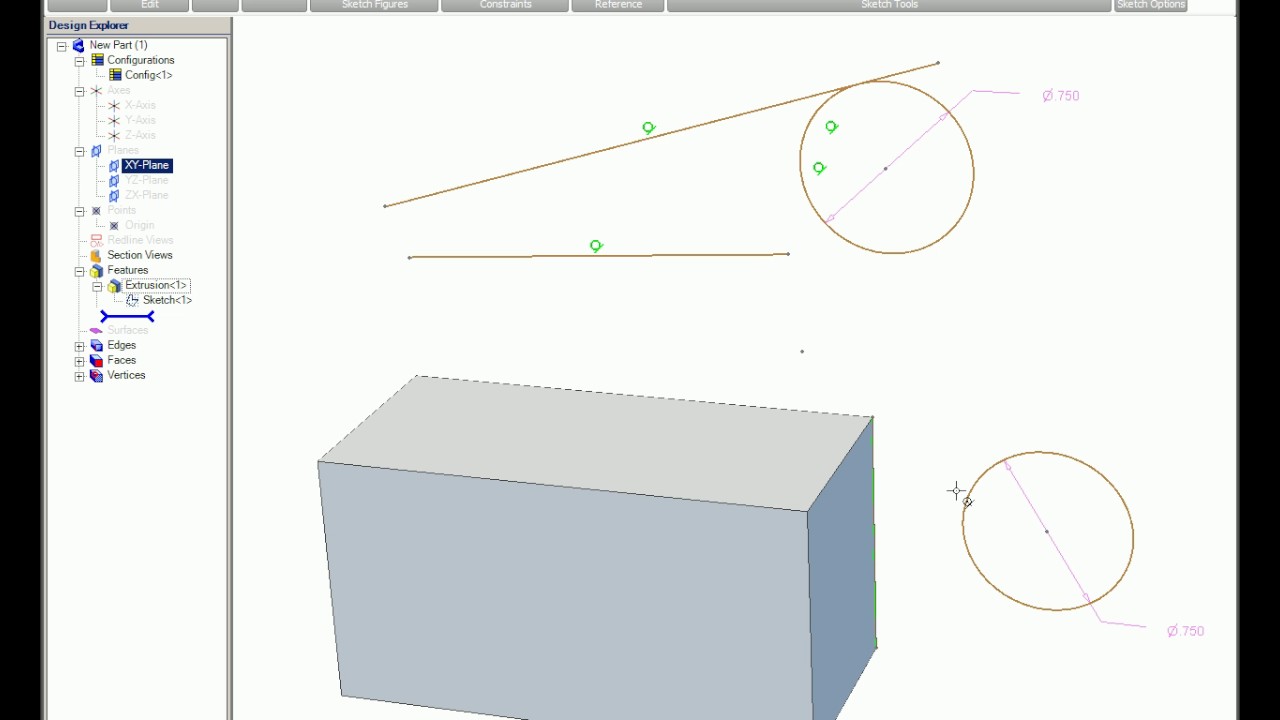 Tangent Sketch Constraints in Alibre Design (Legacy Interface) - YouTube