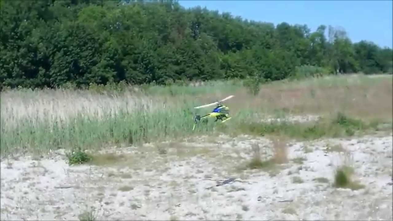 gens ace lipo review SAB Goblin 500 filmed with JVC Adixxion (crash @ the end)