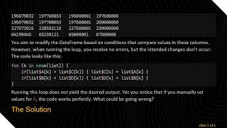Resolving the For Loop Issue in DataFrames: Understanding the Execution Problem Profile