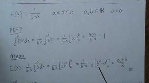 Mean and Variance of a Continuous Uniform Distribution