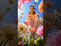 Girl dancing with the flowers
