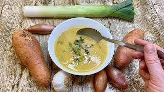 Creamy and Yummy Sweet Potatoes and Leek Soup that will warm you up on a cold winter day