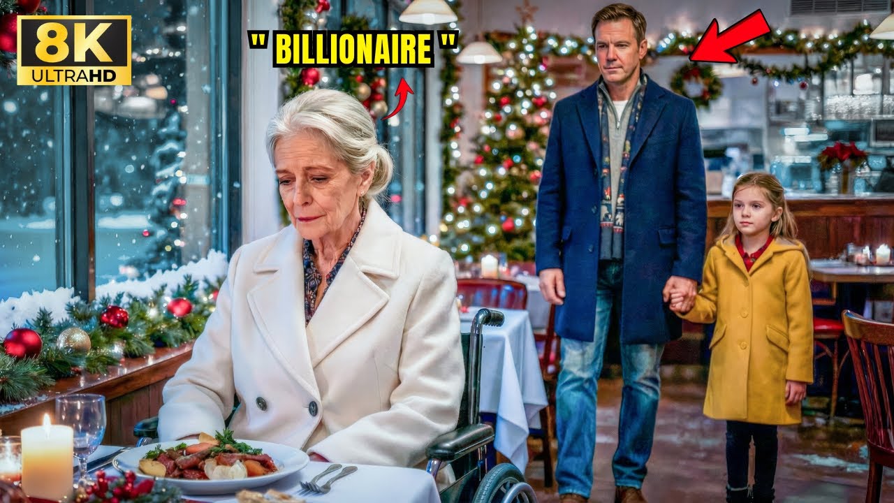 Sad Elderly Billionaire Alone on Christmas Eve, Until a Single Dad and His Daughter Walk In…