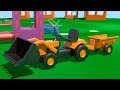 Мультфильмы про машинки - Экскаватор-погрузчик на детской площадке