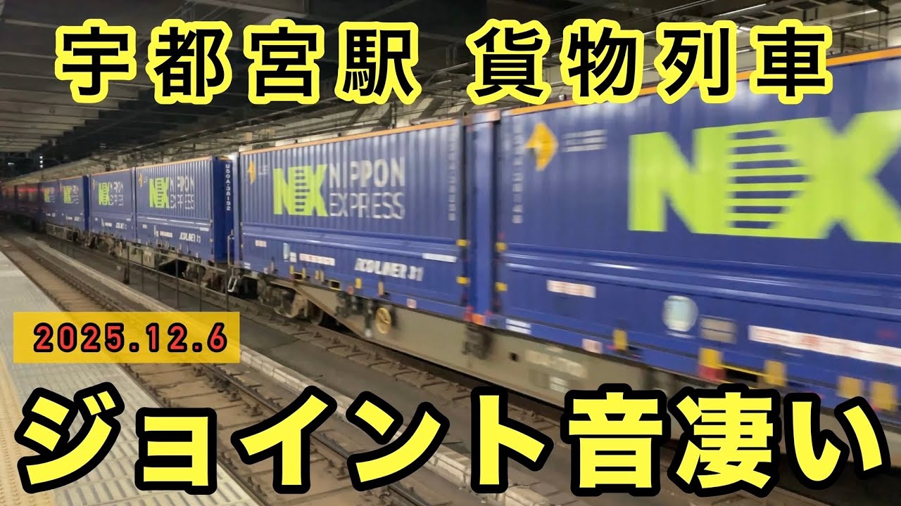 【貨物ラッシュ】宇都宮駅を貨物列車が次々と通過　ジョイント音が凄い！　(4:00〜8:00)