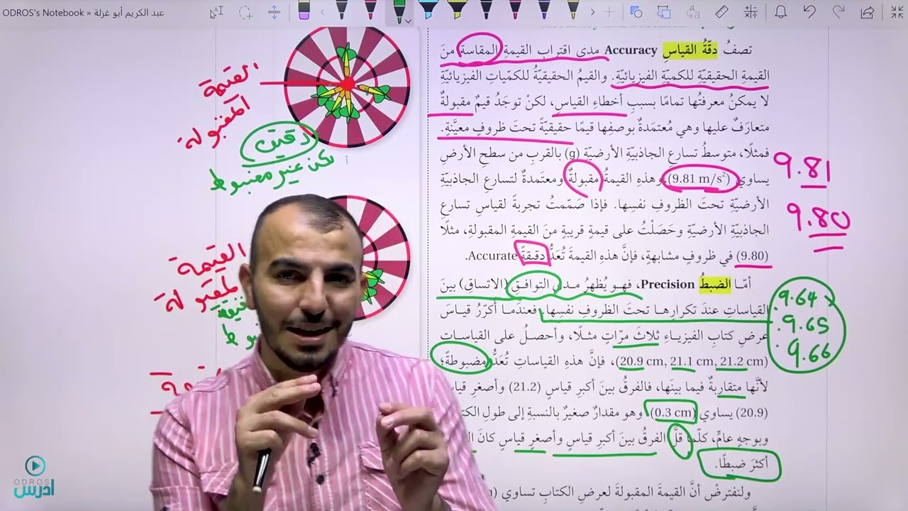 أخطاء القياس الدقة والضبط وحسا الخطأ المطلق والخطأ النسبي فيزياء تاسع جيييل 2010