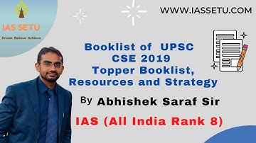 Booklist of Abhishek Saraf IAS (AIR 8 UPSC CSE 2019) | Topper Booklist, Resources and Strategy