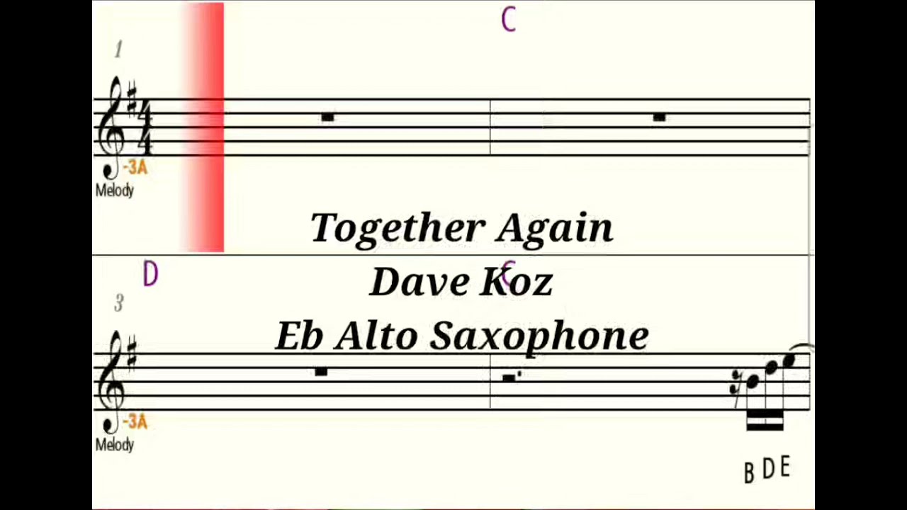 Together Again Eb Alto Saxophone Play Along Sheet Music Backing