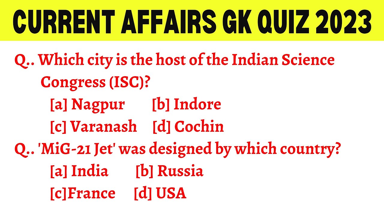 Important Current affairs GK quiz 2023 | Current affairs GK quiz ...