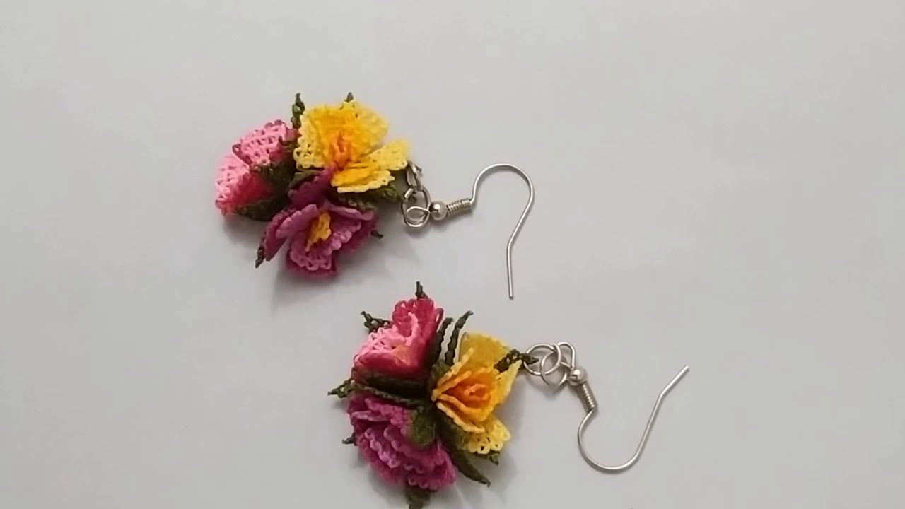 491-MİNİ MİNİ ÇİÇEKLİ İĞNE OYASI KÜPE MODELİ ANLATIMLI YAPILIŞI