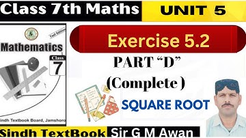 Exercise 5.2 || Part D || Class 7 Math [ Sindh Textbook Board ]