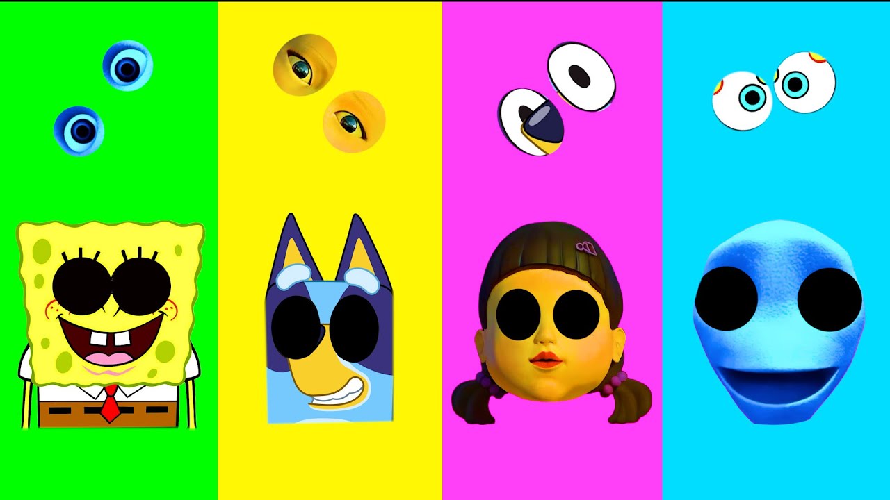 Funny Wrong eyes👀 BATTLE SpongeBob Vs Bluey Vs Doll Vs DAME TU COSITA