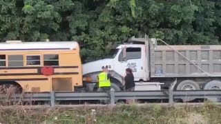 Child Hospitalized After Dump Truck Hits School Bus in SW Miami-Dade | NBC 6 News