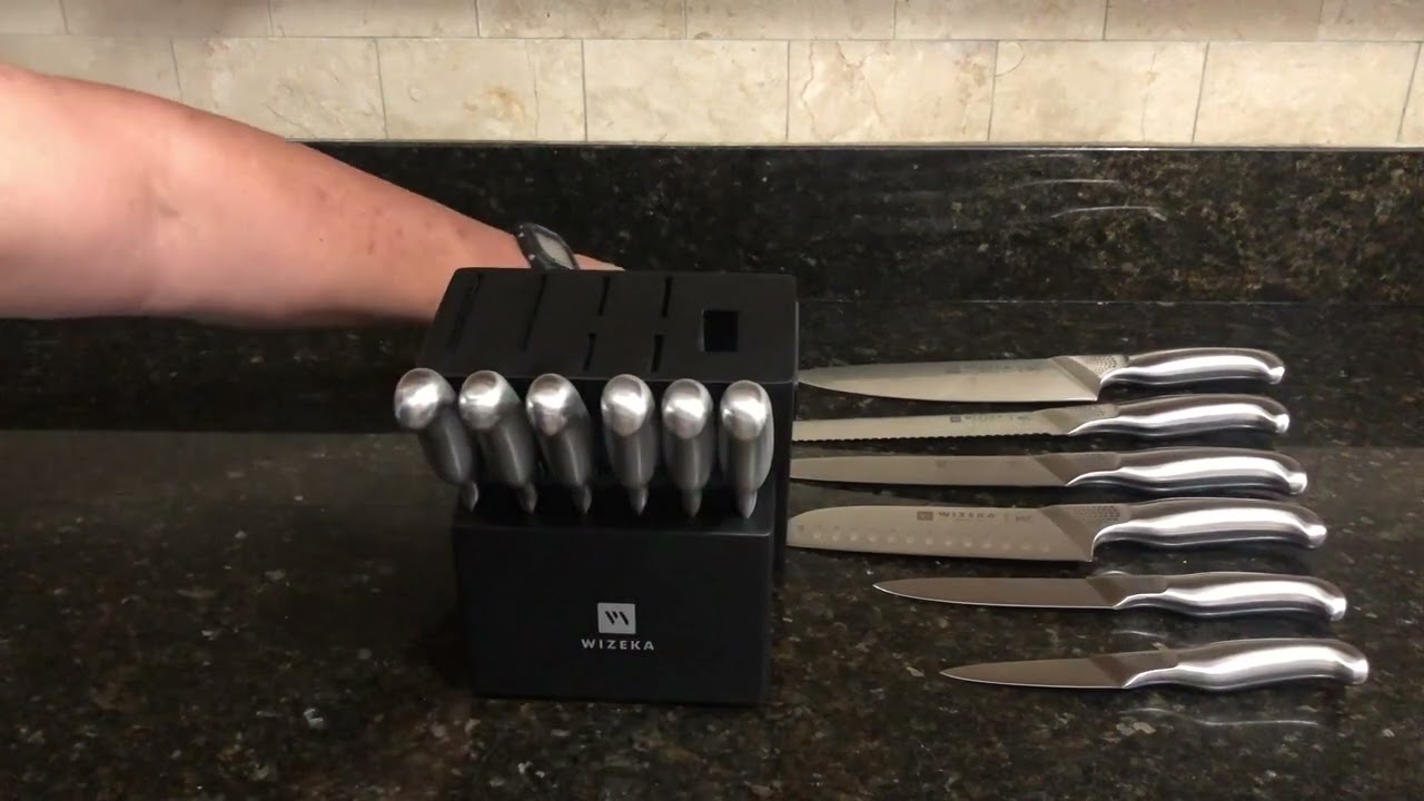  Customer reviews: WIZEKA Kitchen Knife Set with Block,15pcs  German Steel 1.4116 Knife Block Set, NSF Certified Knife Set, Professinal Chef  Knife Set with Built-in Sharpener,Starry Sky Series