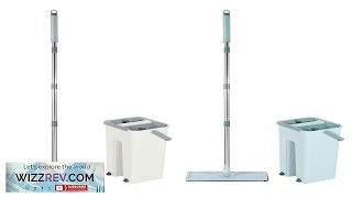360 Rotation Spin Flat Mop Bucket Set Auto Rebound Hand Free Floor Cleaning