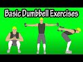 Basic beginner introductory easy dumbbell workout exercises for beginners at home at the gym