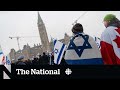 Pro-Israel demonstrators gather on Parliament Hill