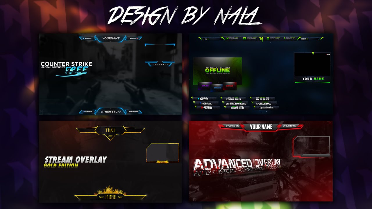 Download Free Twitch Gaming Overlay Pack Psd Template Youtube PSD Mockup Templates