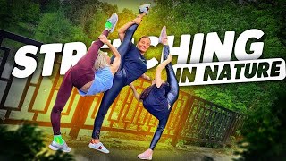 Stretching In Nature. Three Flexible Girls Doing A Warm-Up | Flexshow