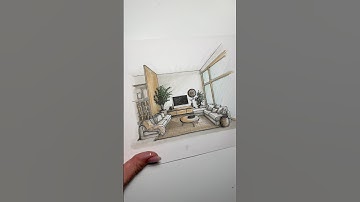Copic marker render 1-point perspective #design #sketch #copic #copicmarkers #drawing #interior