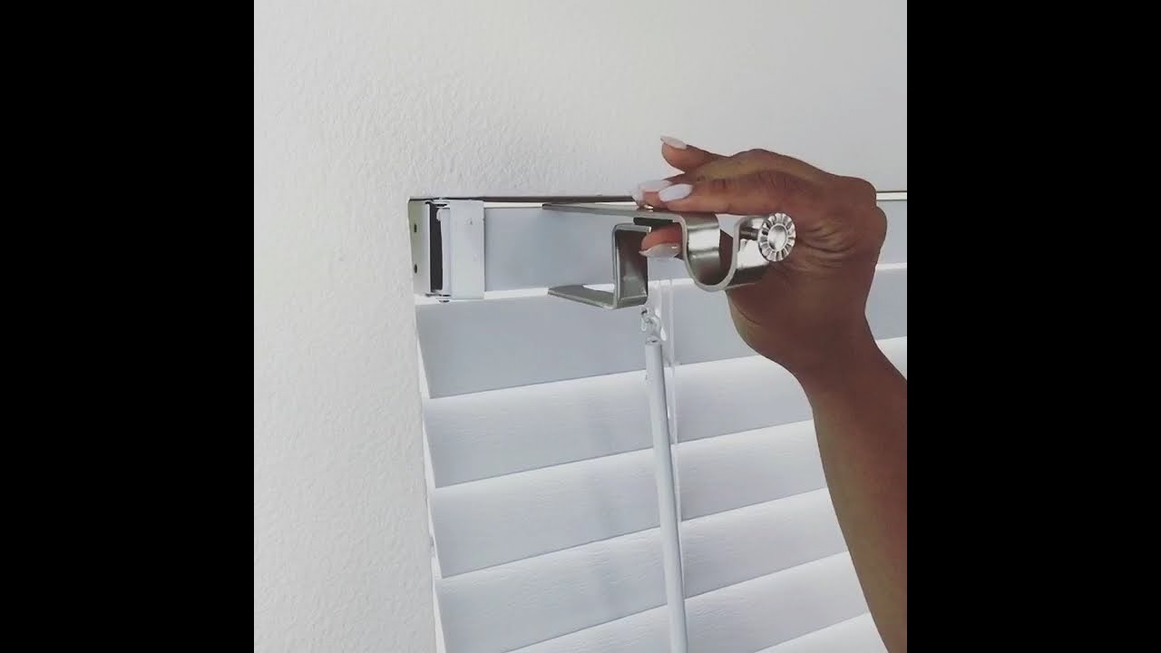 Hang Curtains Over Faux Wood Blinds No Drill Brackets YouTube