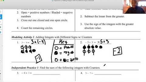 Math 7 Unit 1 Lesson 2 Adding Integers with Different Signs