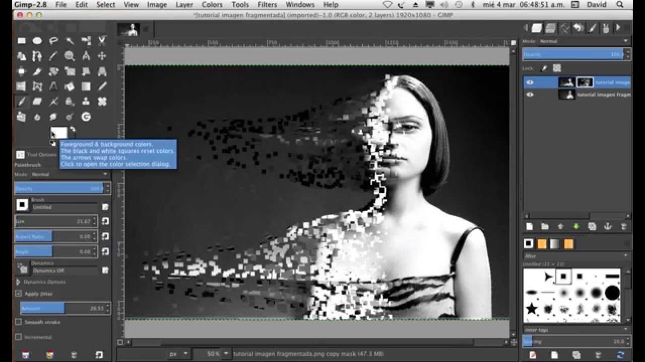 Crear Efecto Desintegracion De Imagen En Gimp Youtube