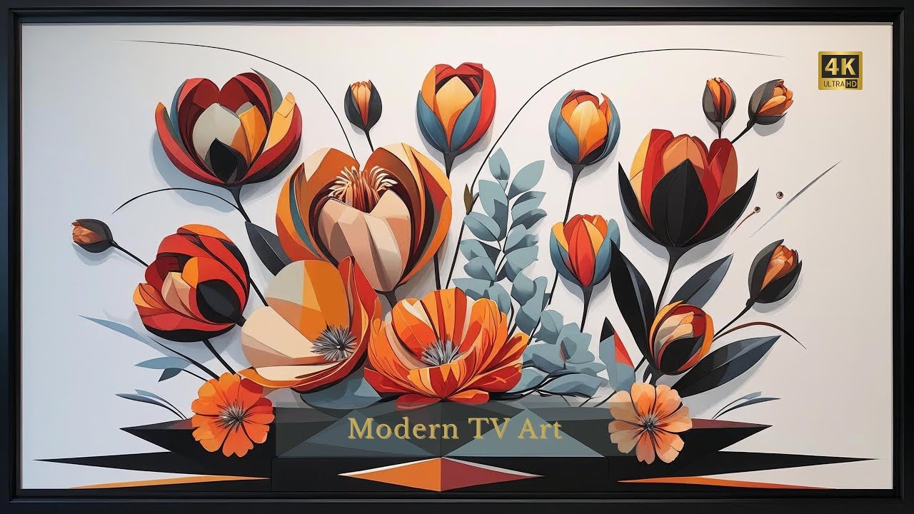 Modern Free Frame TV Art | Minimalist Black Frame Wall Display | No Audio 4K Screensaver