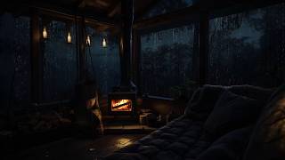 Rainy Night by the Fireplace | Cozy Cabin Sounds for Calm, Comfort and Sleep