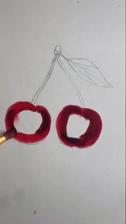 Easy cherry painting #shorts #tutorial #easy #cherry #drawing