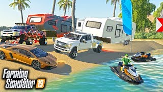 FS19- LUXURY CAMPING WITH NEW SEADOO JET SKI! & CUSTOM F-350 (MULTIPLAYER) screenshot 1