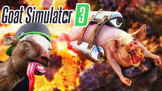 Goat fights and rides a car in GOAT SIMULATOR 3