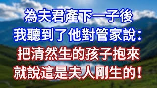 為夫君產下一子後,我聽到了他對管家說:把清然生的孩子抱來,就說這是夫人剛生的!#言情故事#情感故事#家庭故事#小說#戀愛#婚姻