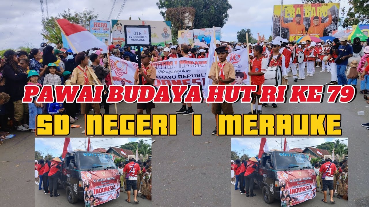 KESERUAN PAWAI BUDAYA HUT RI 79 PAPUA SELATAN SD N 1 MERAUKE