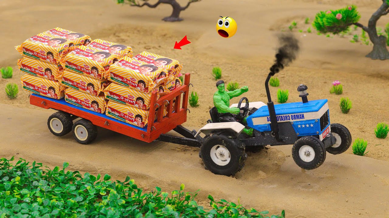 Diy mini Tractor full trolley parle G loading science project 