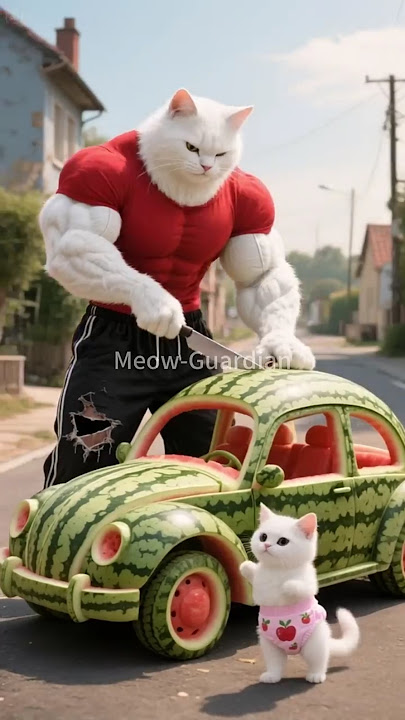 🍉 They Destroyed the Watermelon Car 🚗 Dad Cat Built for His Son 🐾